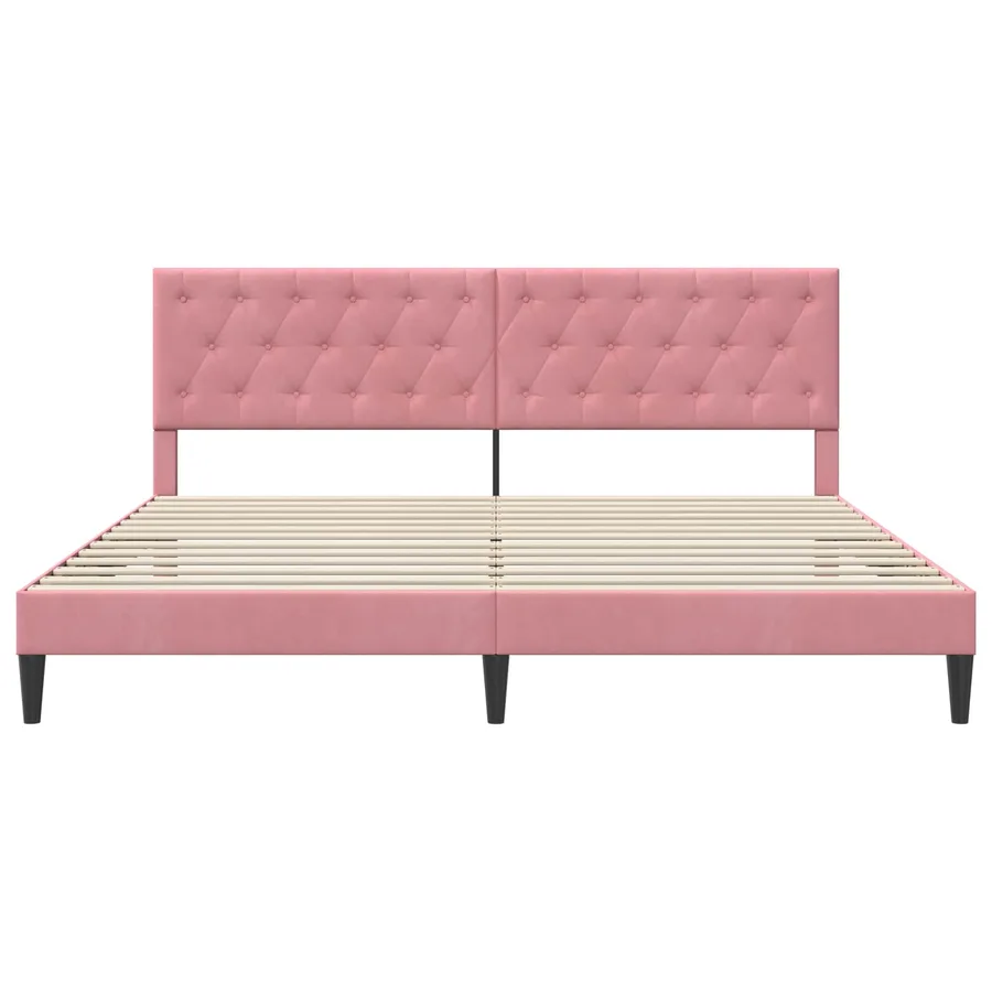 Cadre de lit avec tête de lit Rose 180 x 200 cm Velours - 4