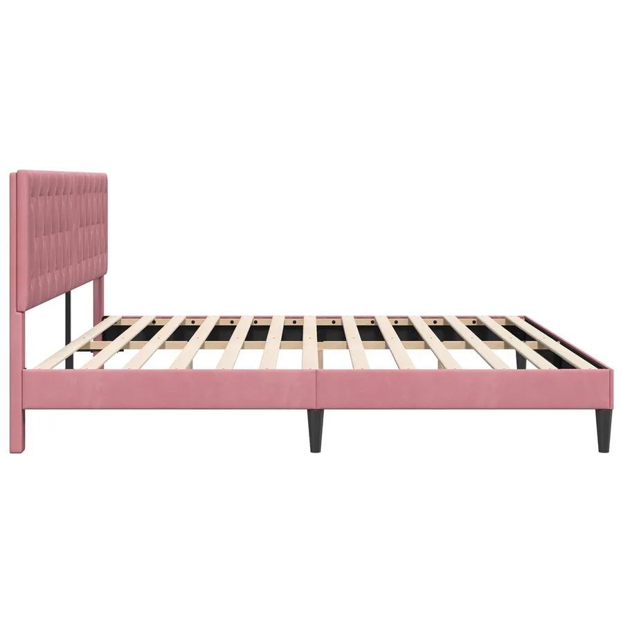 Cadre de lit avec tête de lit Rose 180 x 200 cm Velours - 5