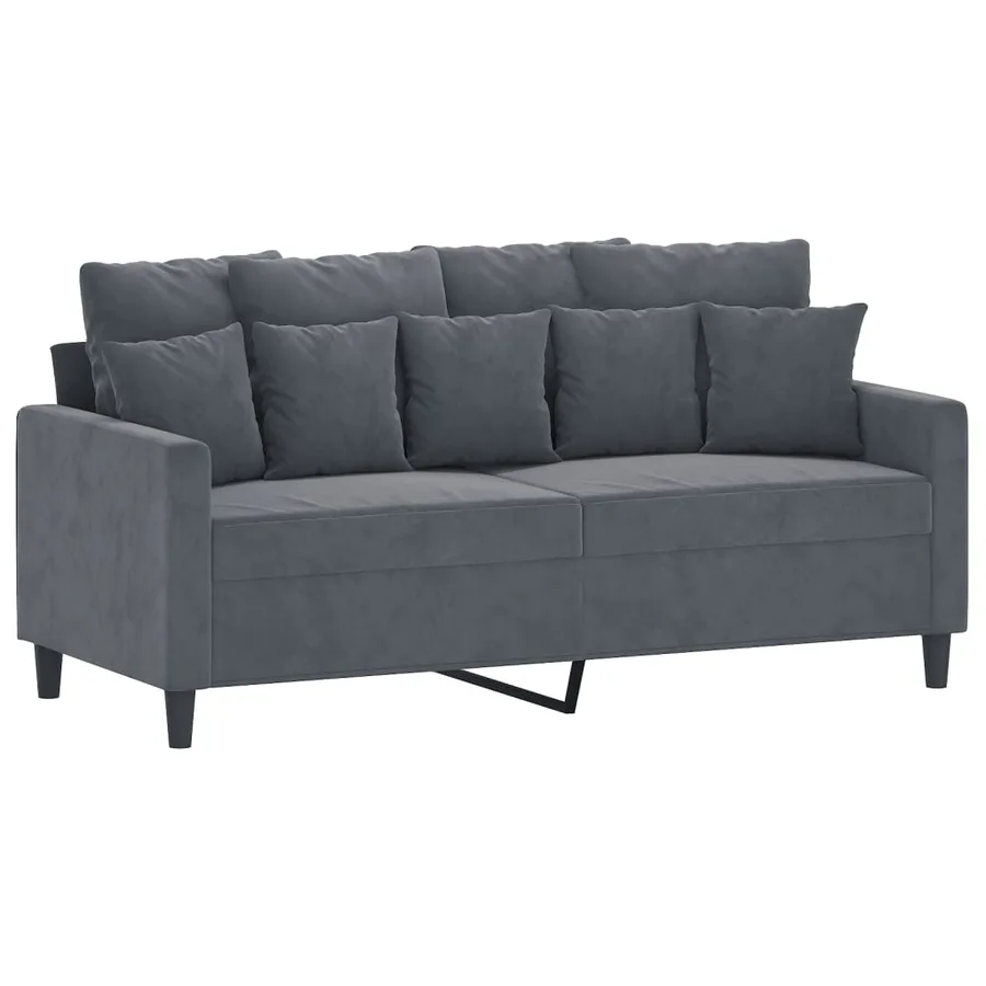 Ensemble de canapés 2 pcs avec coussins Gris foncé Velours - 4