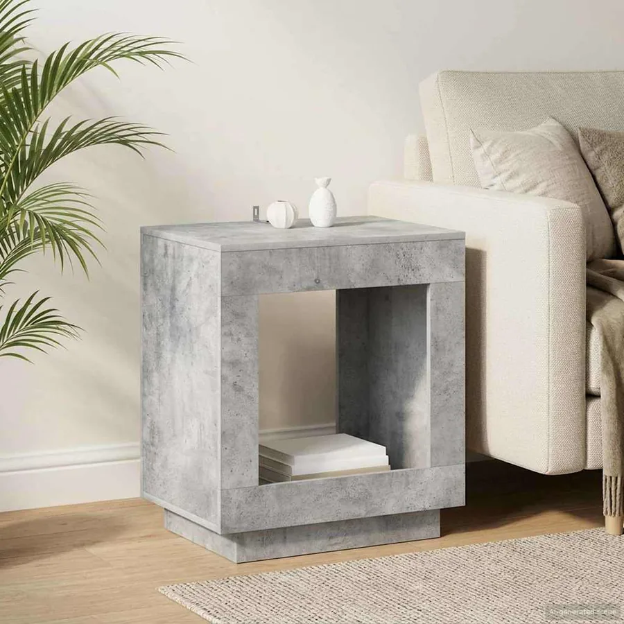 Table d'appoint Gris béton 60 x 40 x 65 cm Bois d'ingénierie