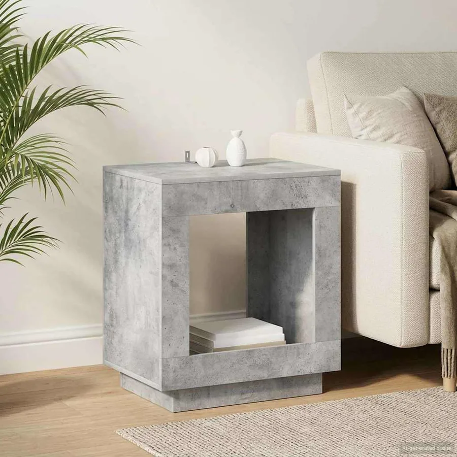 Table d'appoint Gris béton 60 x 40 x 65 cm Bois d'ingénierie - 4