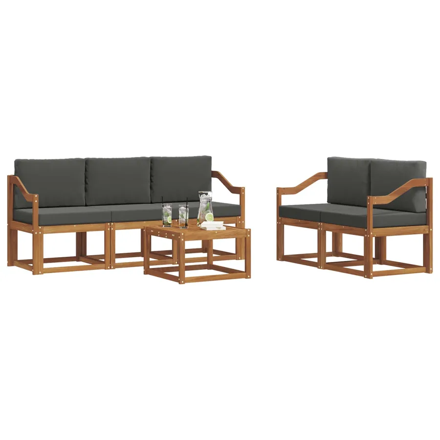 Ensemble de canapés d'extérieur 6 pcs Naturel et Anthracite - 3