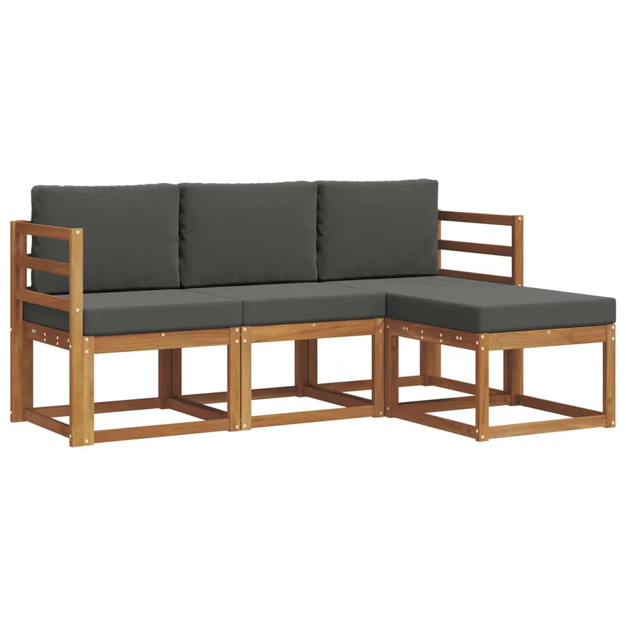 Ensemble de canapés d'extérieur 4 pcs Naturel et Anthracite - 2