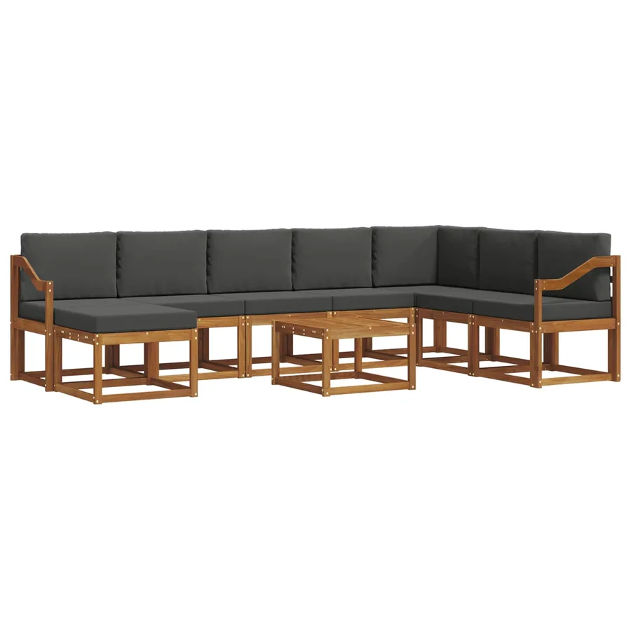 Ensemble de canapés d'extérieur 9 pcs Naturel et Anthracite - 2