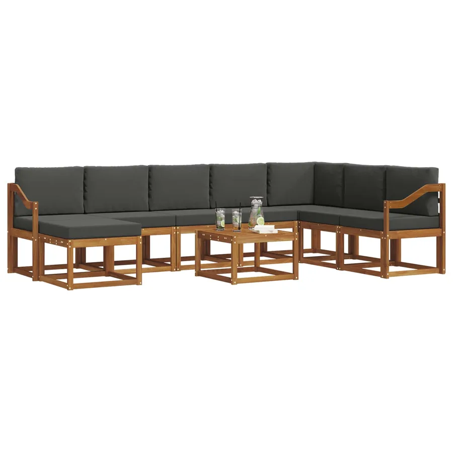 Ensemble de canapés d'extérieur 9 pcs Naturel et Anthracite - 3