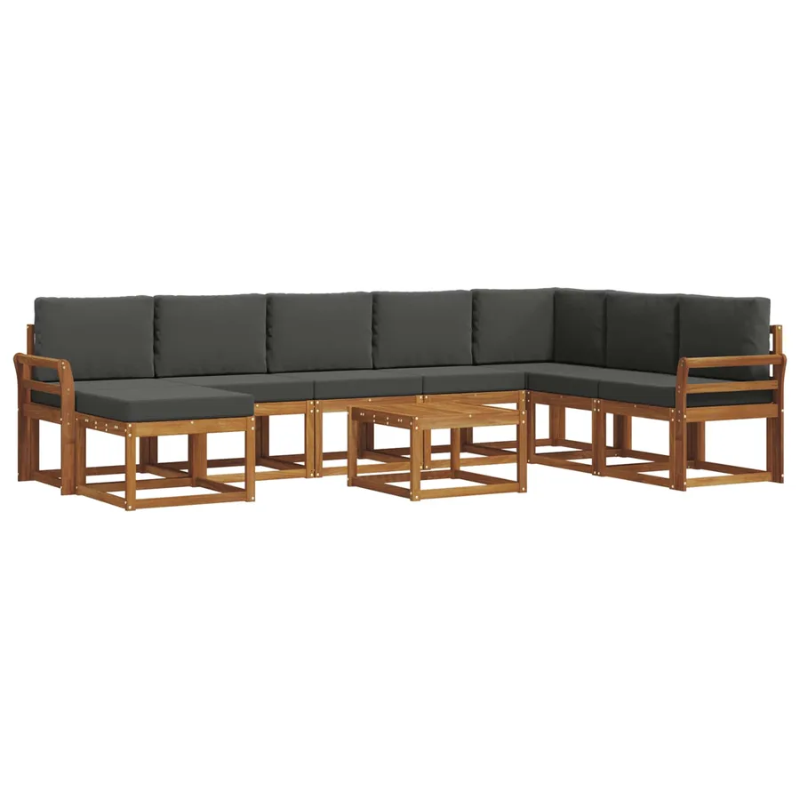 Ensemble de canapés d'extérieur 9 pcs Naturel et Anthracite - 2