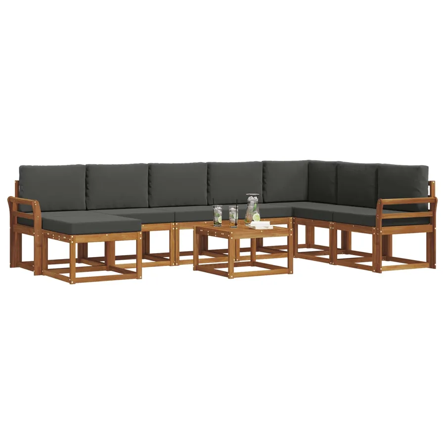 Ensemble de canapés d'extérieur 9 pcs Naturel et Anthracite - 3
