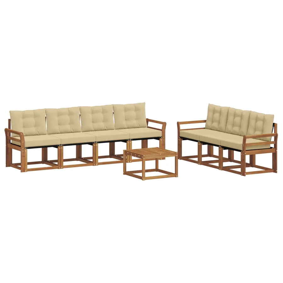 Ensemble de canapés d'extérieur 8 pcs Naturel et Beige - 2