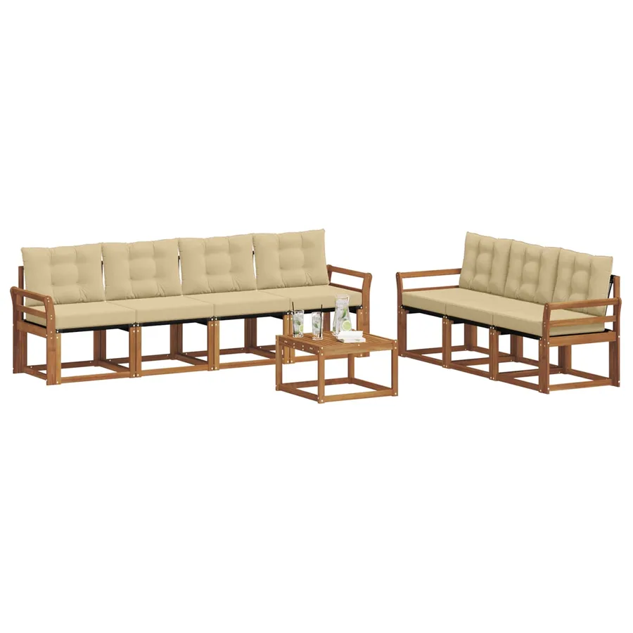 Ensemble de canapés d'extérieur 8 pcs Naturel et Beige - 3