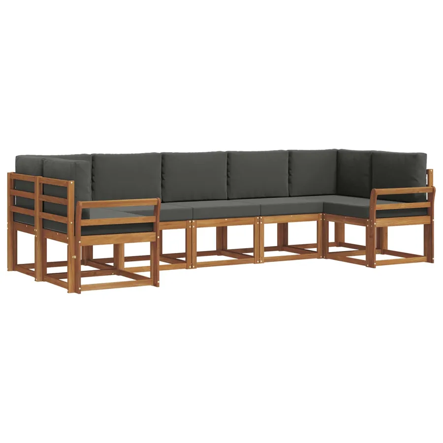 Ensemble de canapés d'extérieur 7 pc Naturel et Anthracite - 2