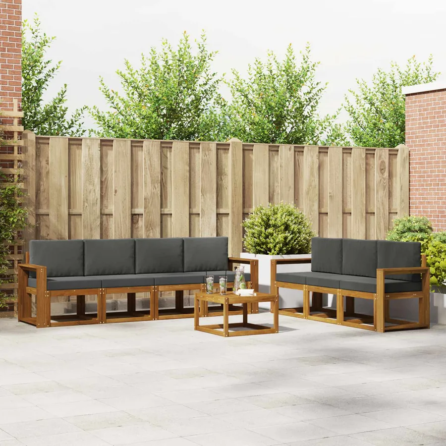 Ensemble de canapés d'extérieur 8 pcs Naturel et Anthracite
