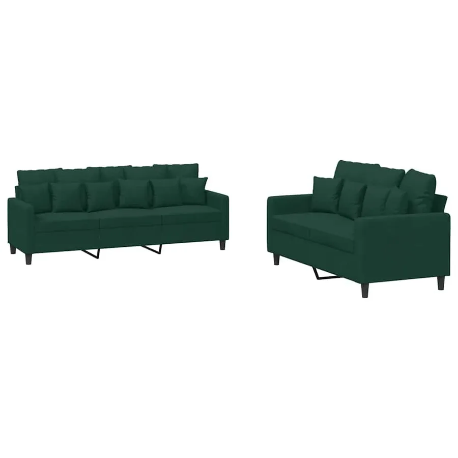 Ensemble de canapés 2 pcs avec coussins Vert foncé Velours - 2