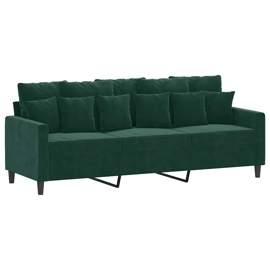 Ensemble de canapés 2 pcs avec coussins Vert foncé Velours - 4