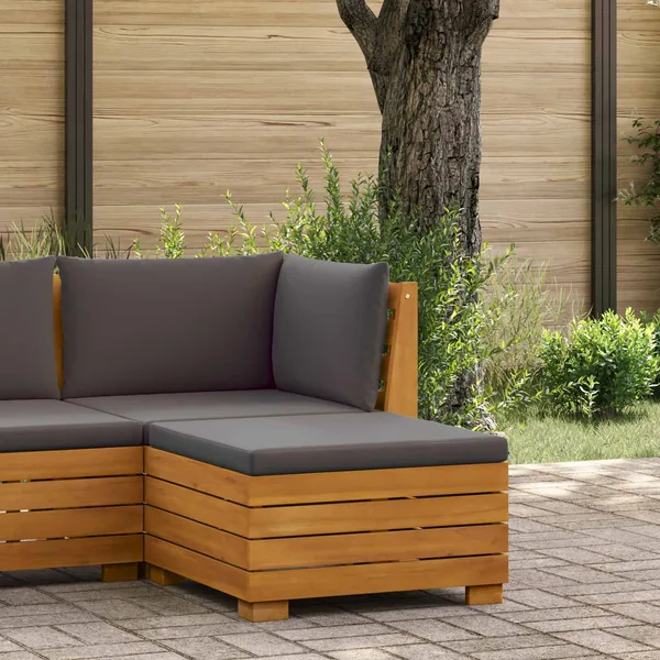 Pouf de Jardin Bois d'Acacia Massif Marron