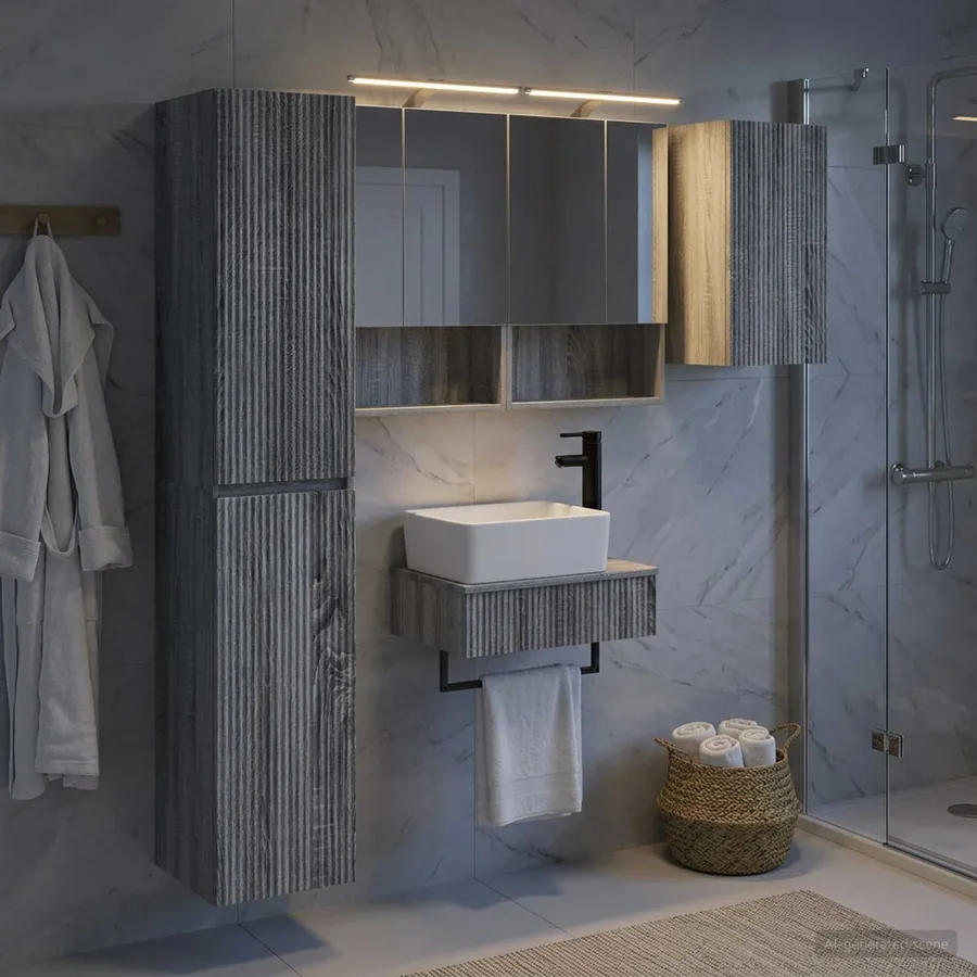 Ensemble de mobilier de salle de bain 5 pcs Sonoma gris