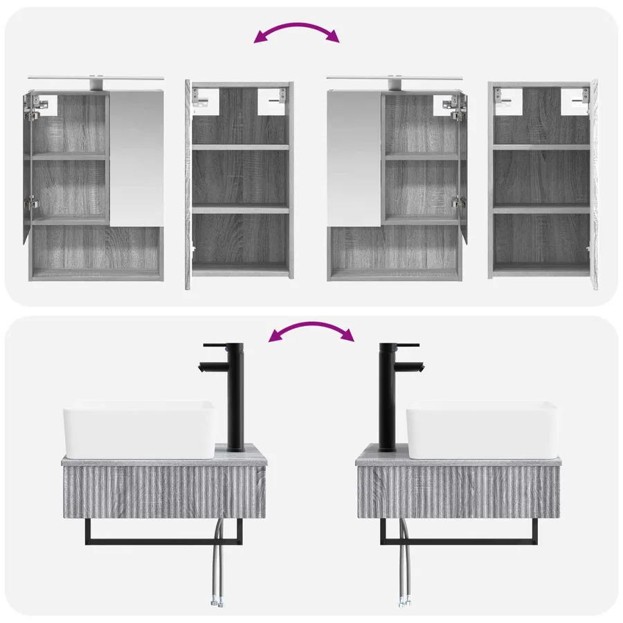 Ensemble de mobilier de salle de bain 5 pcs Sonoma gris - 14
