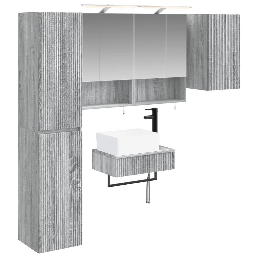 Ensemble de mobilier de salle de bain 5 pcs Sonoma gris - 2