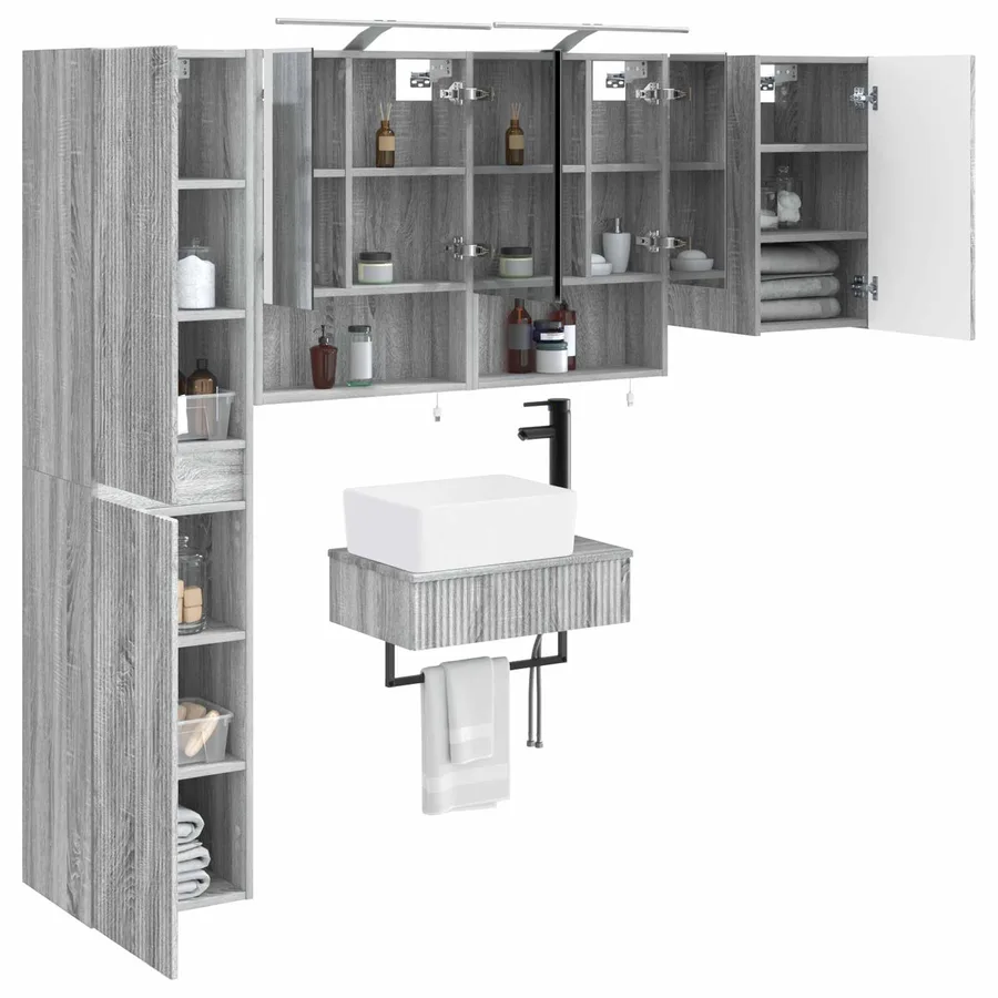 Ensemble de mobilier de salle de bain 5 pcs Sonoma gris - 3