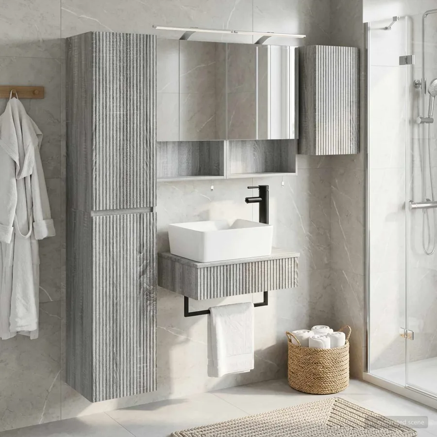 Ensemble de mobilier de salle de bain 5 pcs Sonoma gris - 4