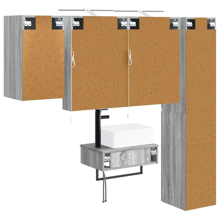 Ensemble de mobilier de salle de bain 5 pcs Sonoma gris - 9