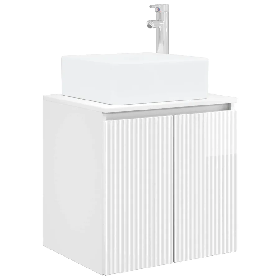 Vanité de lavabo mural Blanc brillant 49,5 x 41 x 63 cm - 2