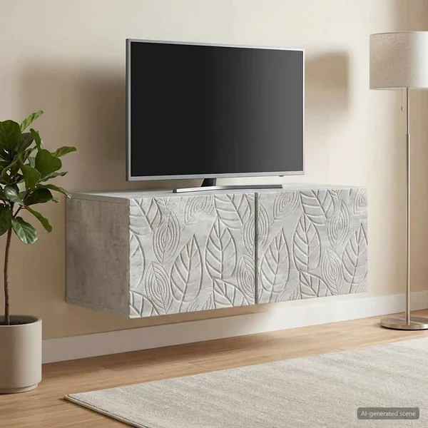 Meuble TV mural 78,5 x 31 cm Gris béton Bois d'ingénierie