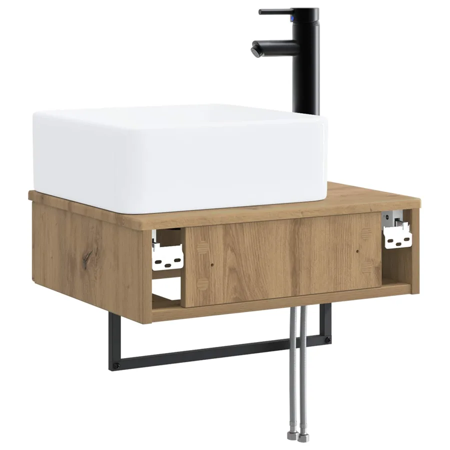Basin de lavage mural Chêne artisanal 50 x 41 x 39 cm - 5