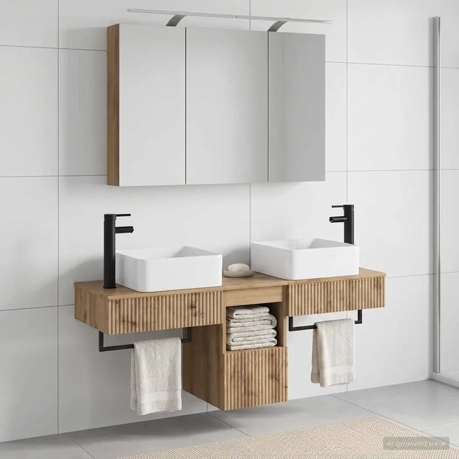 Ensemble d'armoire de salle de bain 4 pc Chêne artisanal