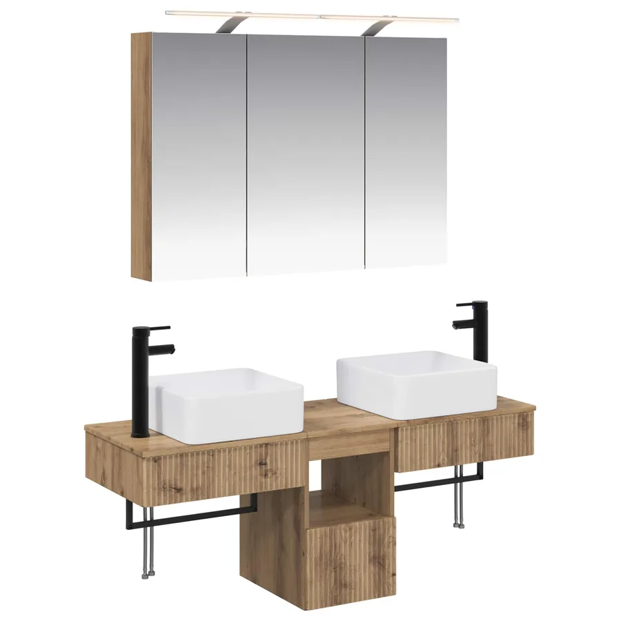 Ensemble d'armoire de salle de bain 4 pc Chêne artisanal - 2