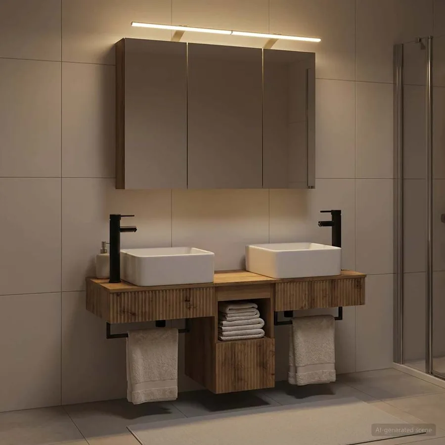 Ensemble d'armoire de salle de bain 4 pc Chêne artisanal - 4