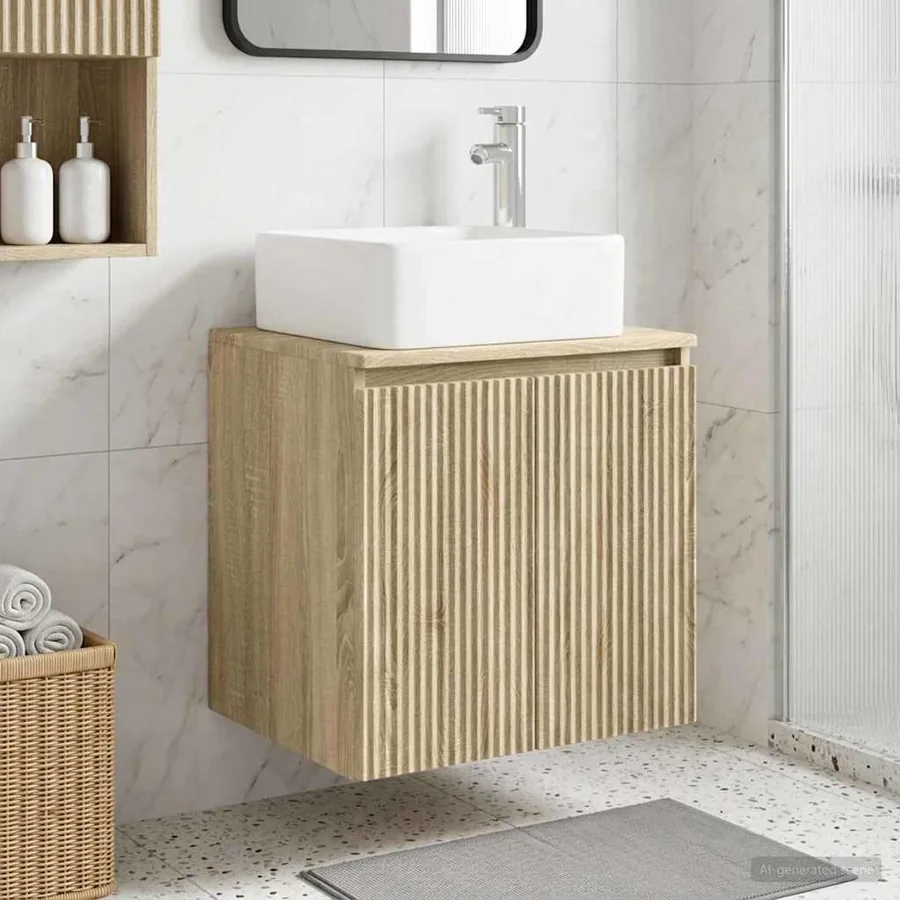 Vanité de lavabo mural Chêne Sonoma 49,5 x 41 x 63 cm
