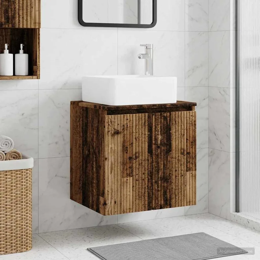 Vanité de lavabo mural Bois ancien 49,5 x 41 x 63 cm
