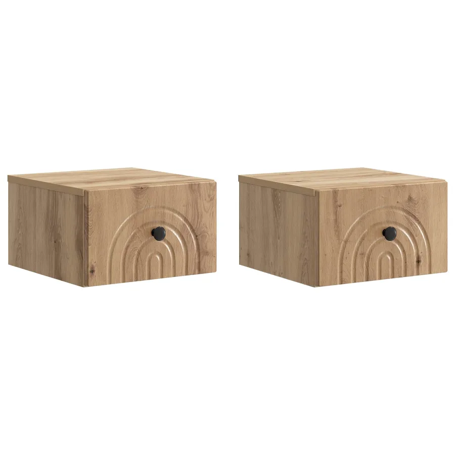 Cabinet de chevet mural 2 pc Chêne artisanal 33 x 34,5 x 20 cm - 2