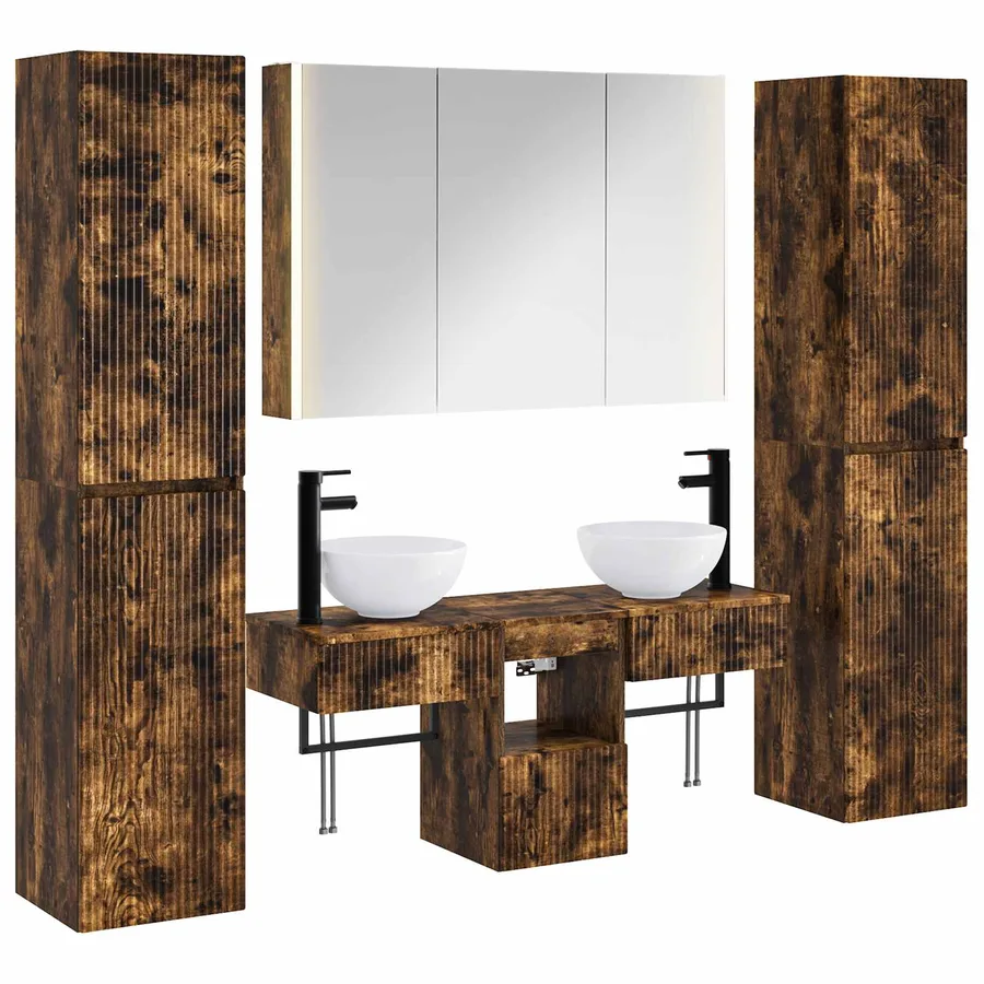 Ensemble de mobilier de salle de bain 6 pcs Chêne fumé - 2