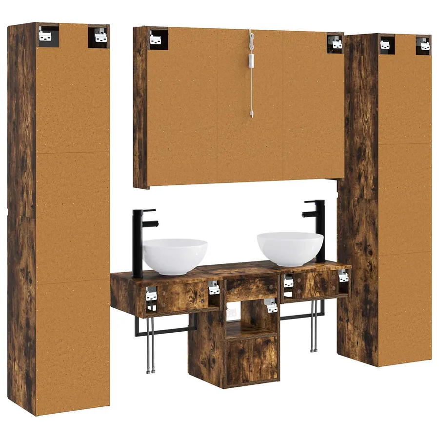 Ensemble de mobilier de salle de bain 6 pcs Chêne fumé - 9
