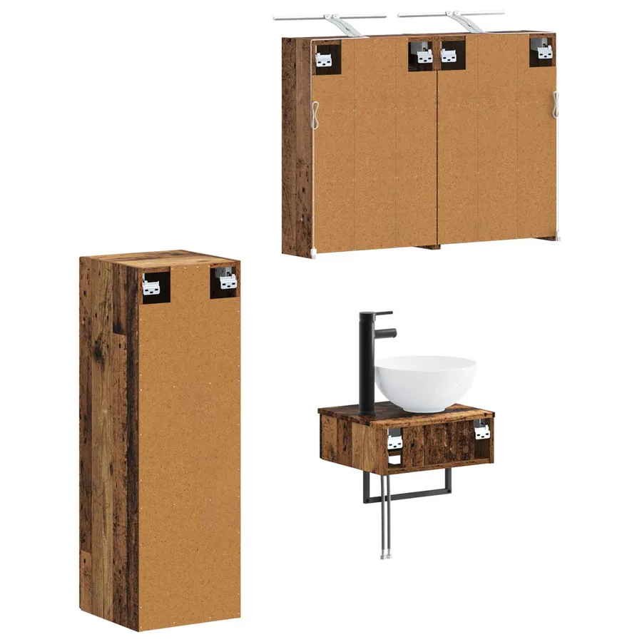 Ensemble d'armoire de salle de bain 4 pcs Bois ancien - 5