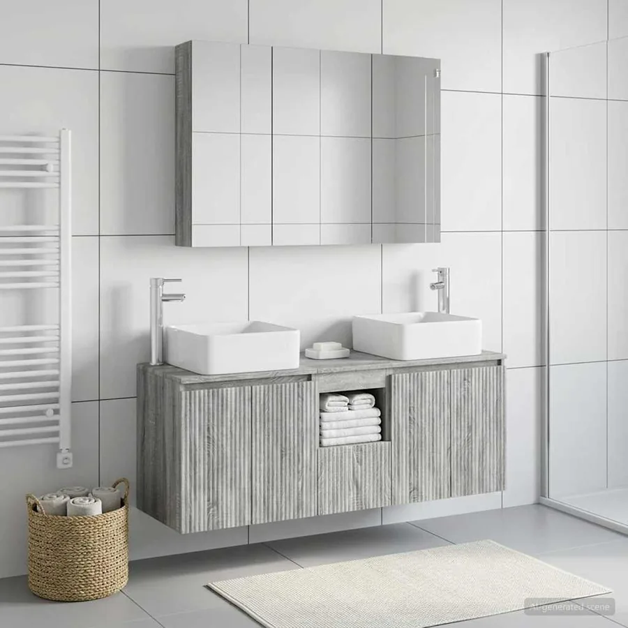 Ensemble d'armoire de salle de bain 4 pcs Sonoma gris