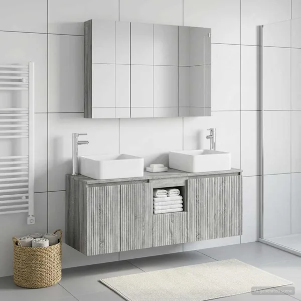 Ensemble d'armoire de salle de bain 4 pcs Sonoma gris
