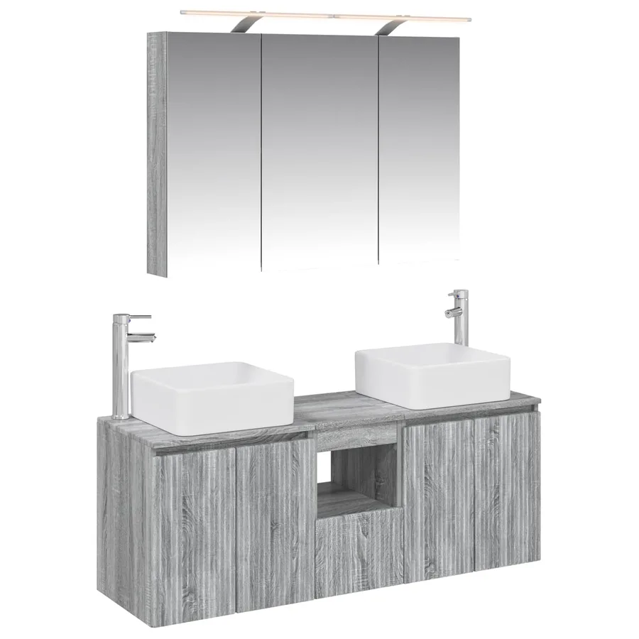 Ensemble d'armoire de salle de bain 4 pcs Sonoma gris - 2