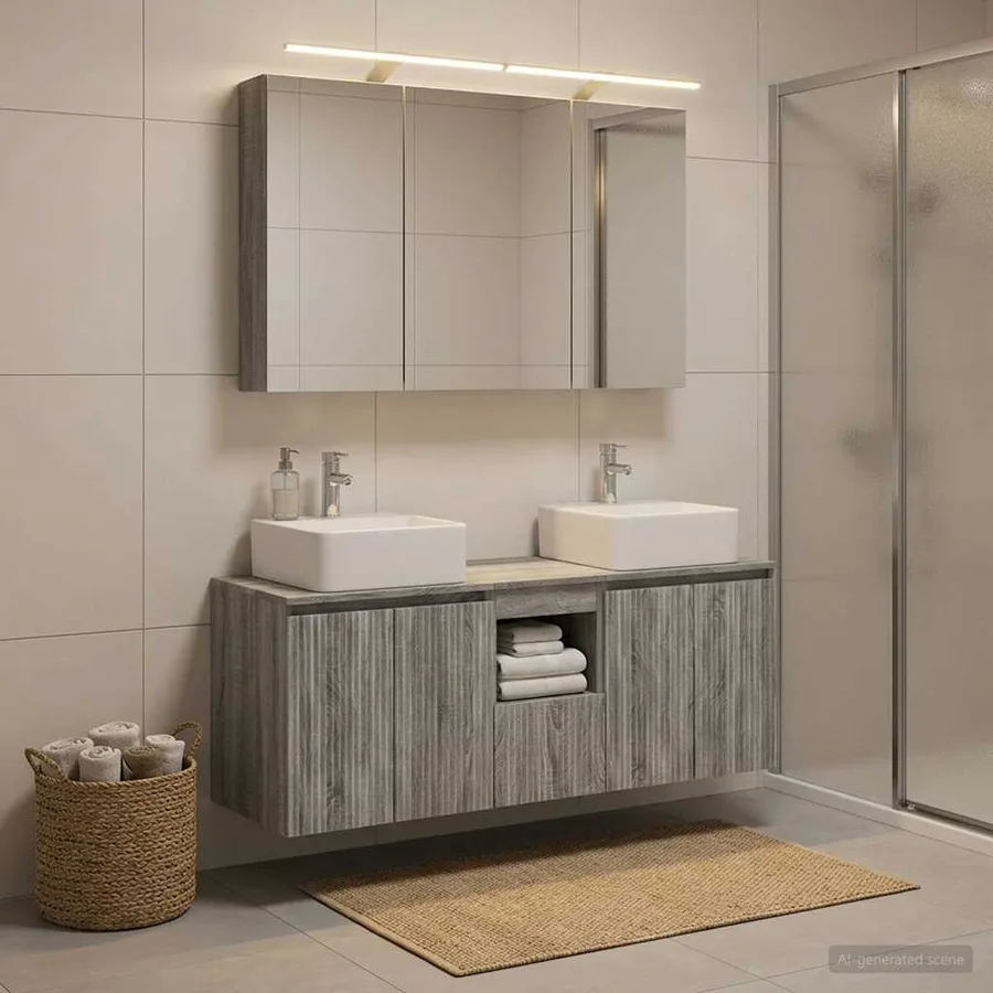 Ensemble d'armoire de salle de bain 4 pcs Sonoma gris - 4