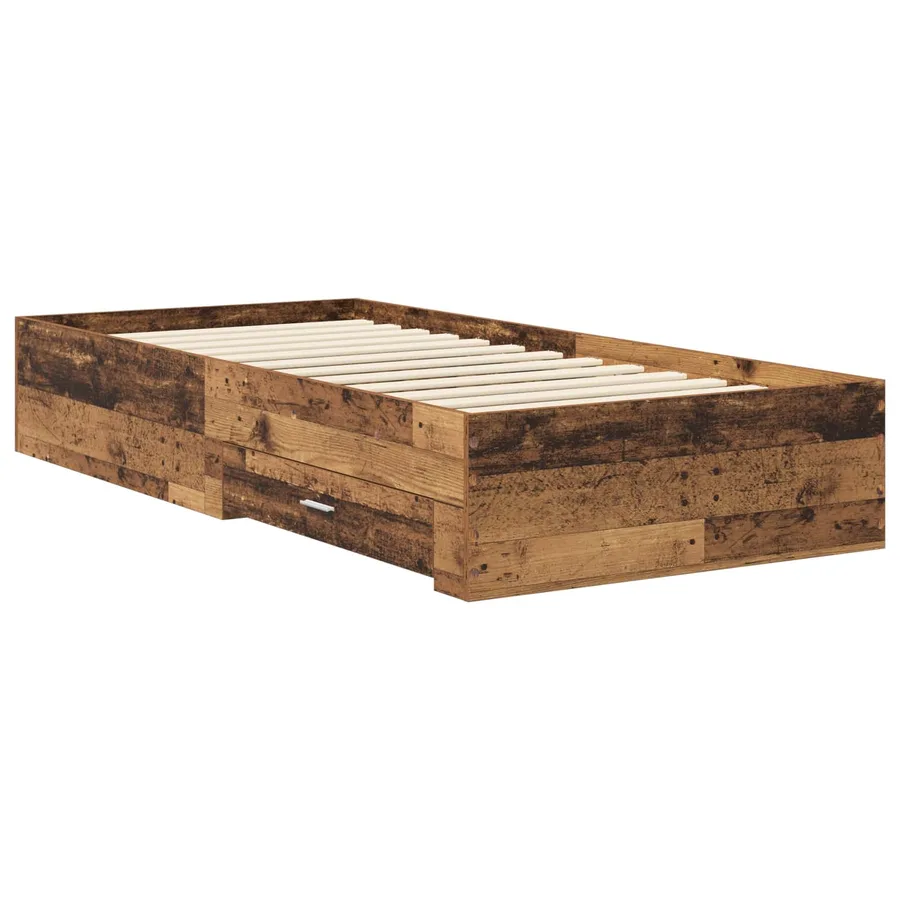 Cadre de lit avec tiroir Bois ancien Bois d'ingénierie - 2