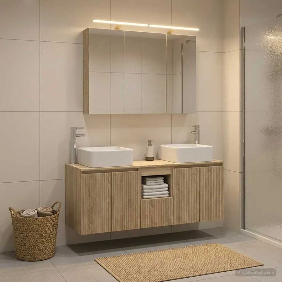 Ensemble d'armoire de salle de bain 4 pcs Chêne Sonoma