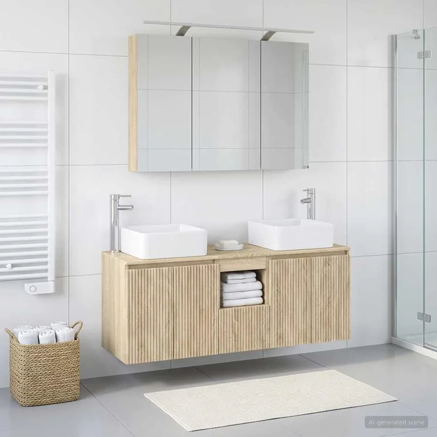 Ensemble d'armoire de salle de bain 4 pcs Chêne Sonoma - 4