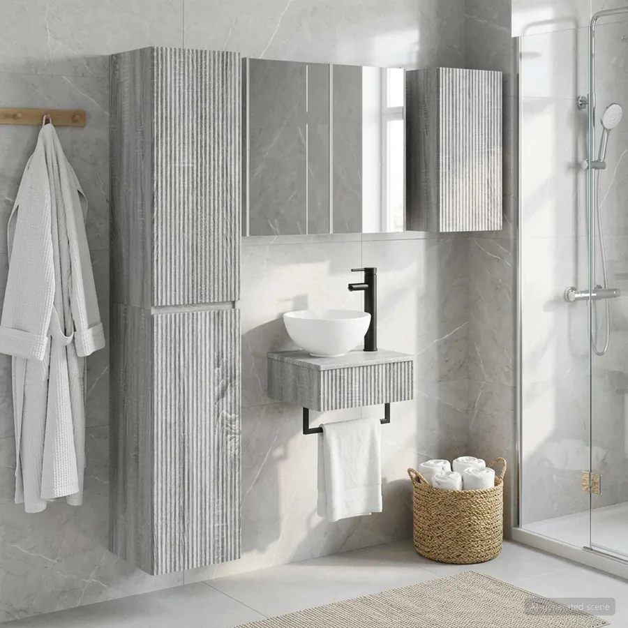 Ensemble de mobilier de salle de bain 5 pcs Sonoma gris