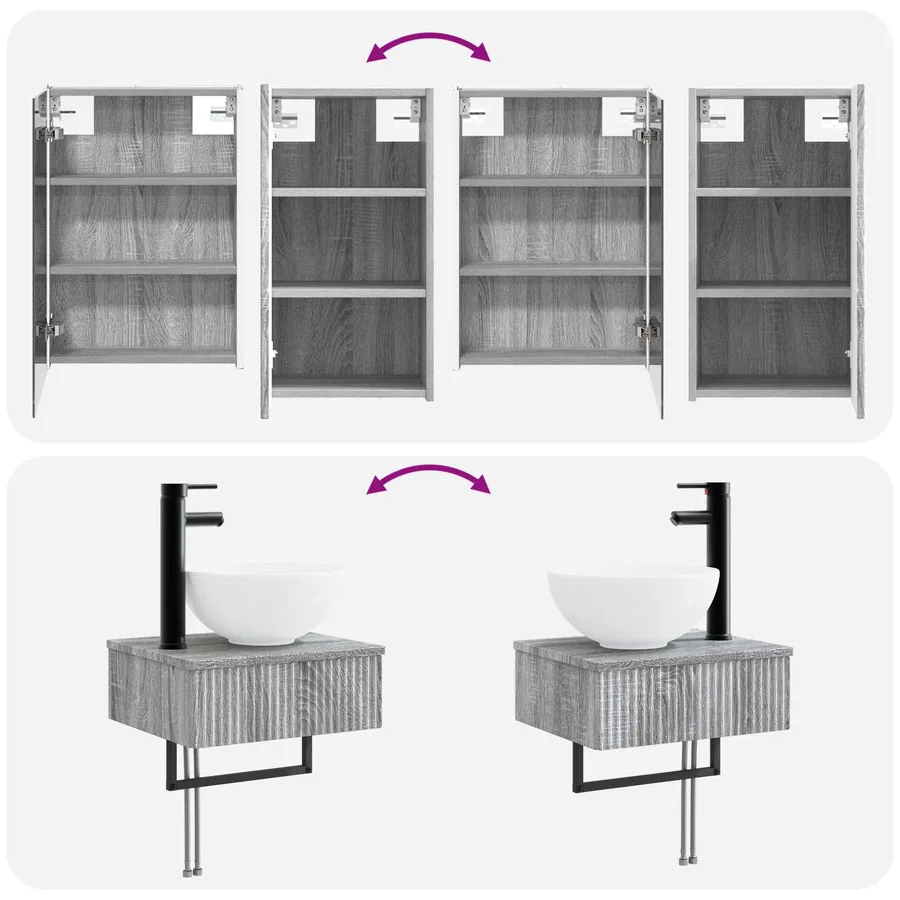 Ensemble de mobilier de salle de bain 5 pcs Sonoma gris - 14