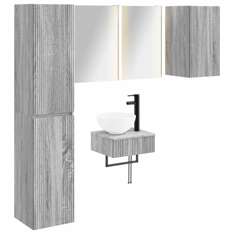 Ensemble de mobilier de salle de bain 5 pcs Sonoma gris - 2