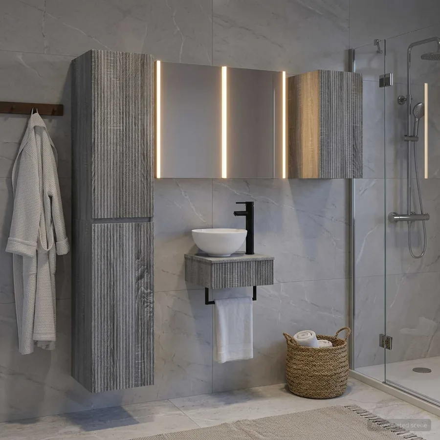 Ensemble de mobilier de salle de bain 5 pcs Sonoma gris - 4
