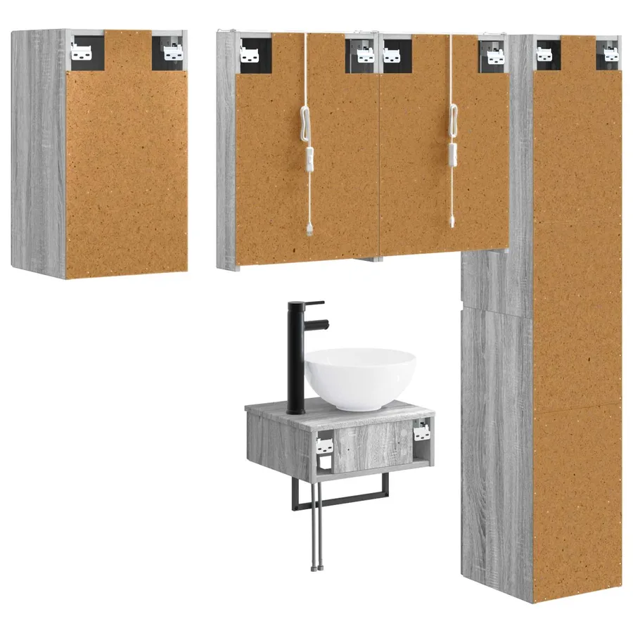 Ensemble de mobilier de salle de bain 5 pcs Sonoma gris - 9