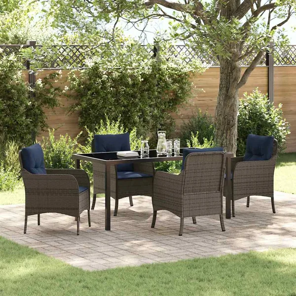 Ensemble de salle à manger pour jardin 5 pcs Gris polyrotin