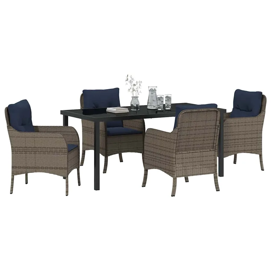 Ensemble de salle à manger pour jardin 5 pcs Gris polyrotin - 3